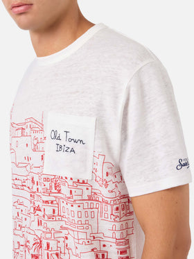 Ecstasea linen jersey t-shirt with Ibiza print