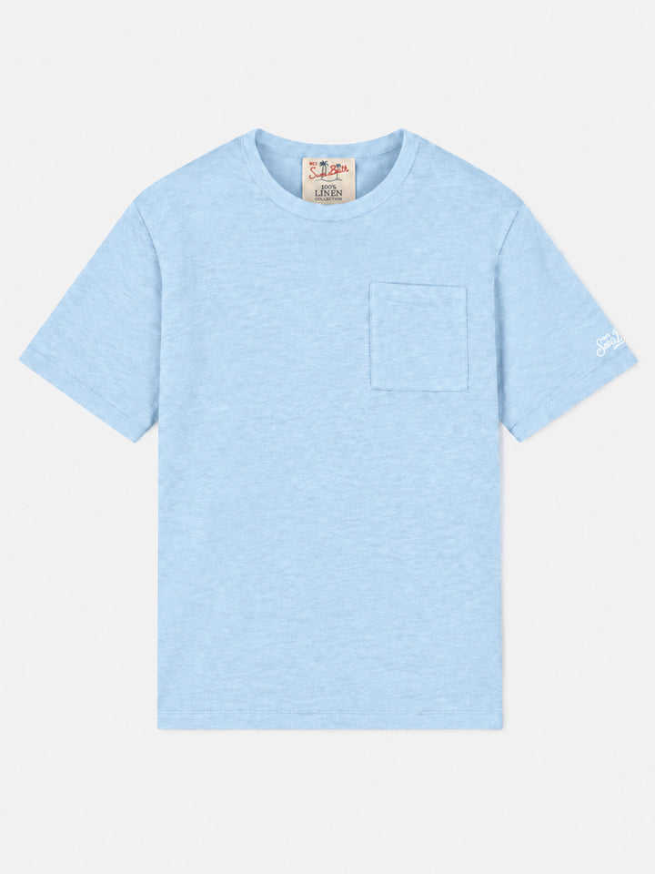 Camiseta Ecstasea de lino azul claro 
