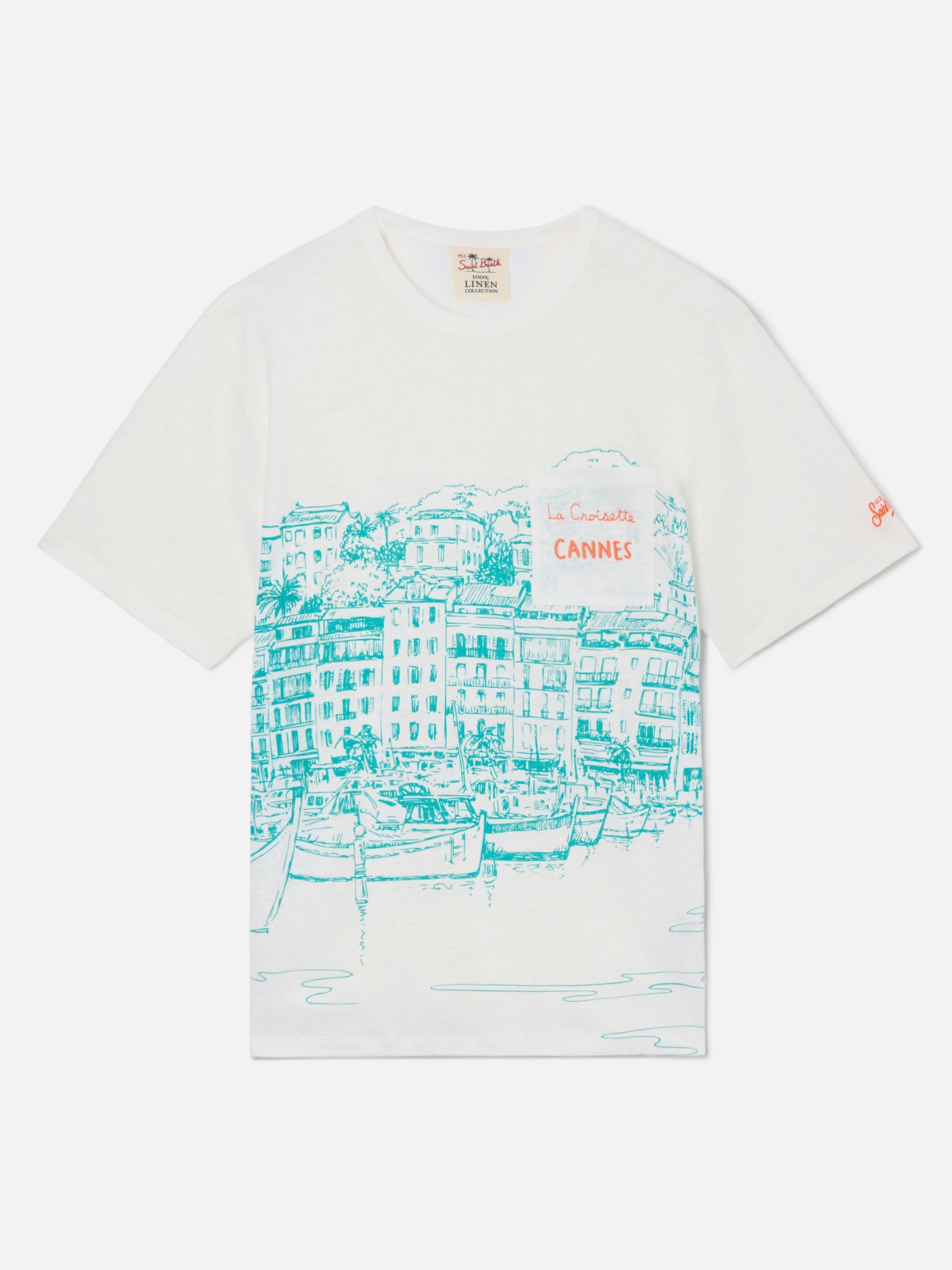 T-shirt Ecstasea in lino jersey con stampa Cannes
