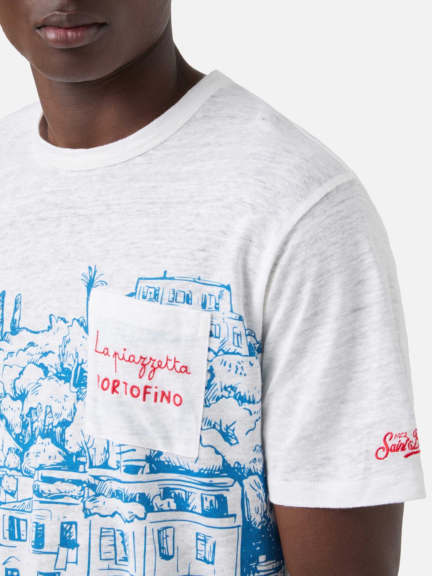 T-shirt Ecstasea in lino jersey con stampa Portofino