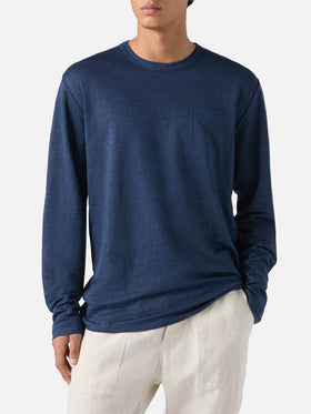 T-shirt Ecstasea in lino blu navy tinta unita