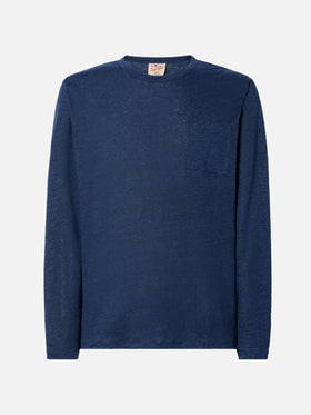 T-shirt Ecstasea in lino blu navy tinta unita