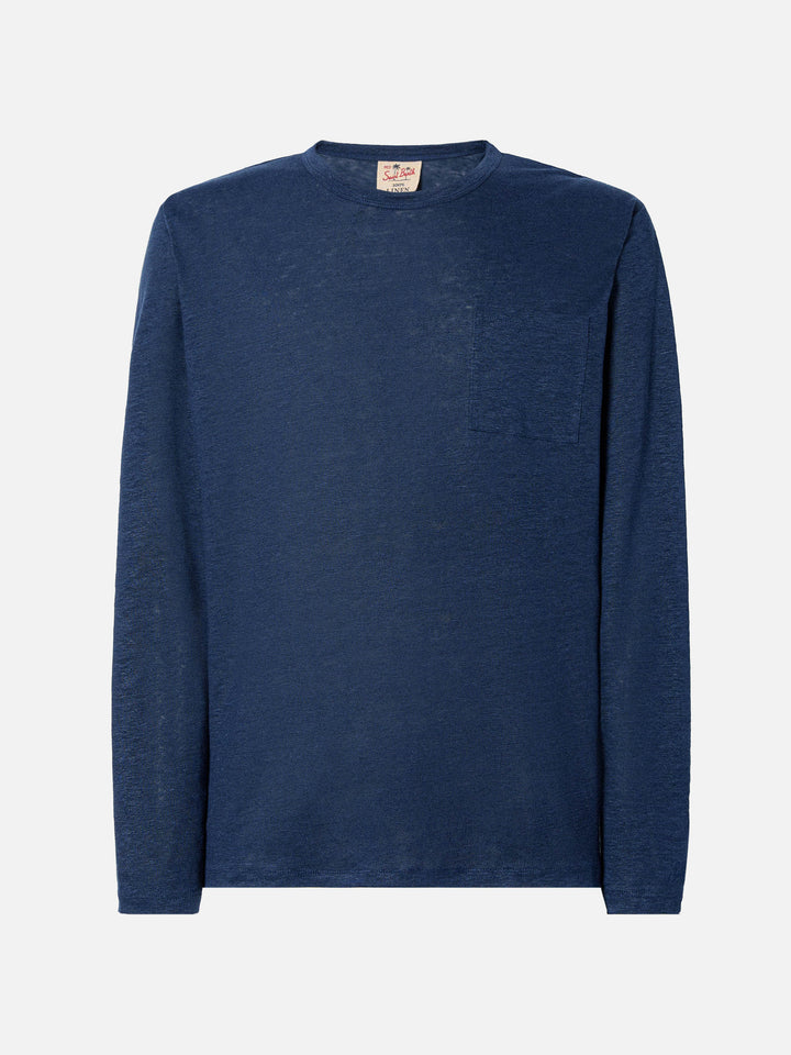 T-shirt Ecstasea in lino blu navy tinta unita