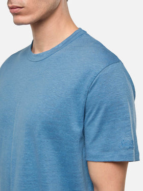 Dusty blue linen jersey t-shirt Ecstasea - MC2 Saint Barth