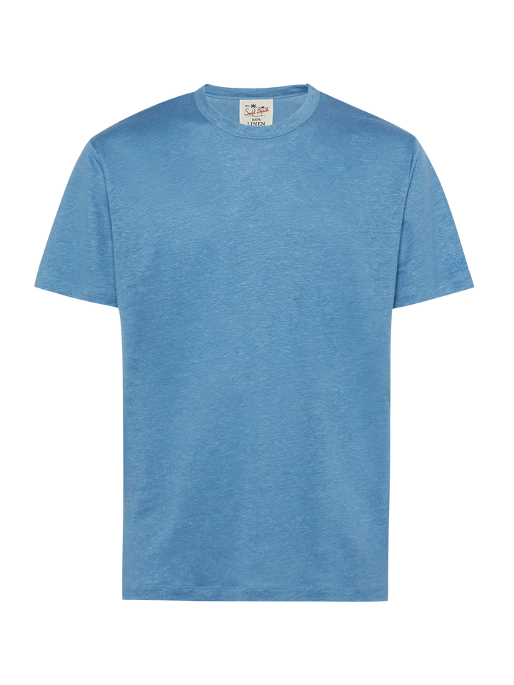 Staubblaues Leinenjersey-T-Shirt Ecstasea