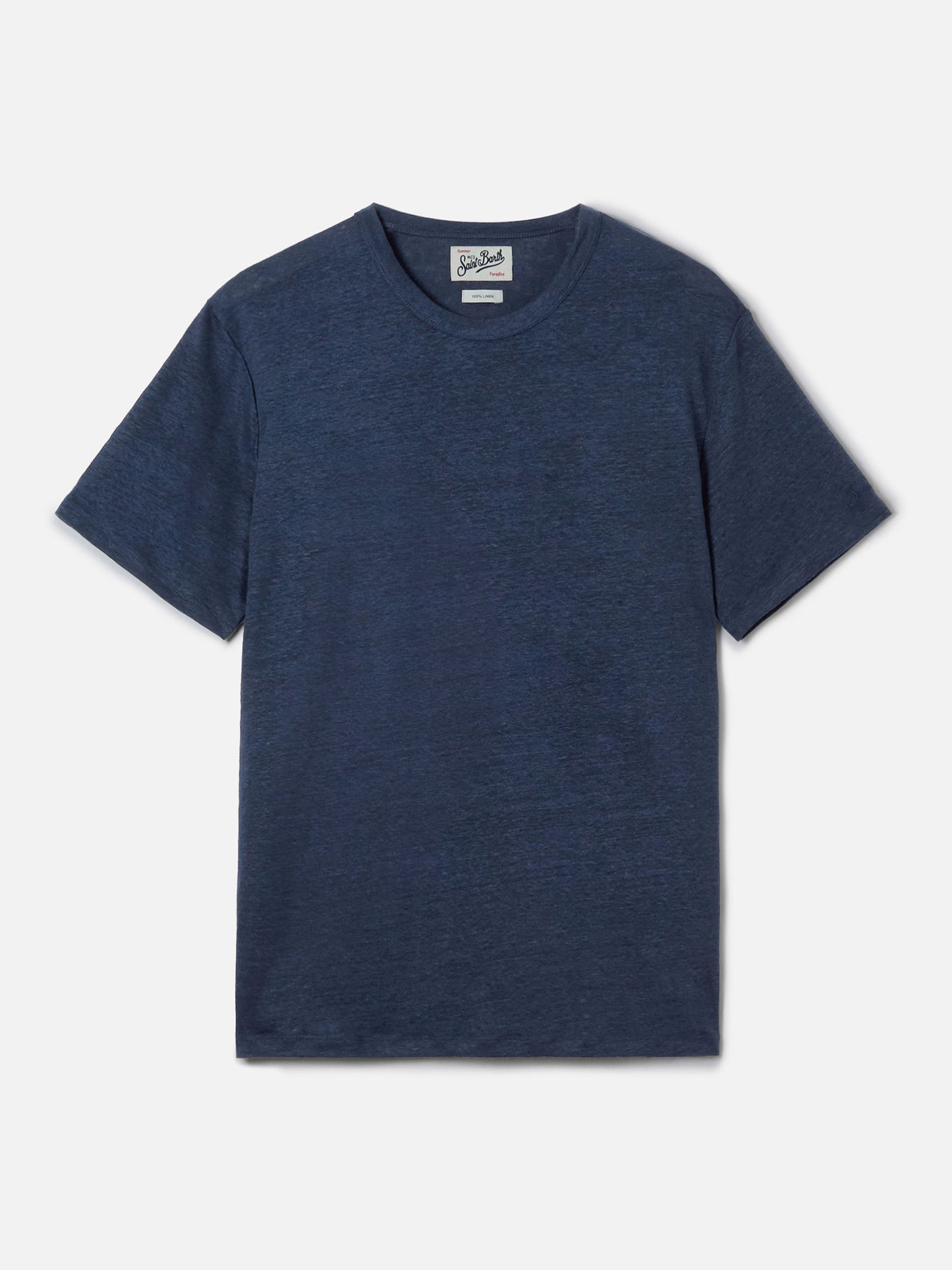 T-shirt Ecstasea in puro lino blu con logo ricamato