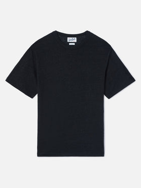 T-shirt Ecstasea in puro lino nero con logo ricamato