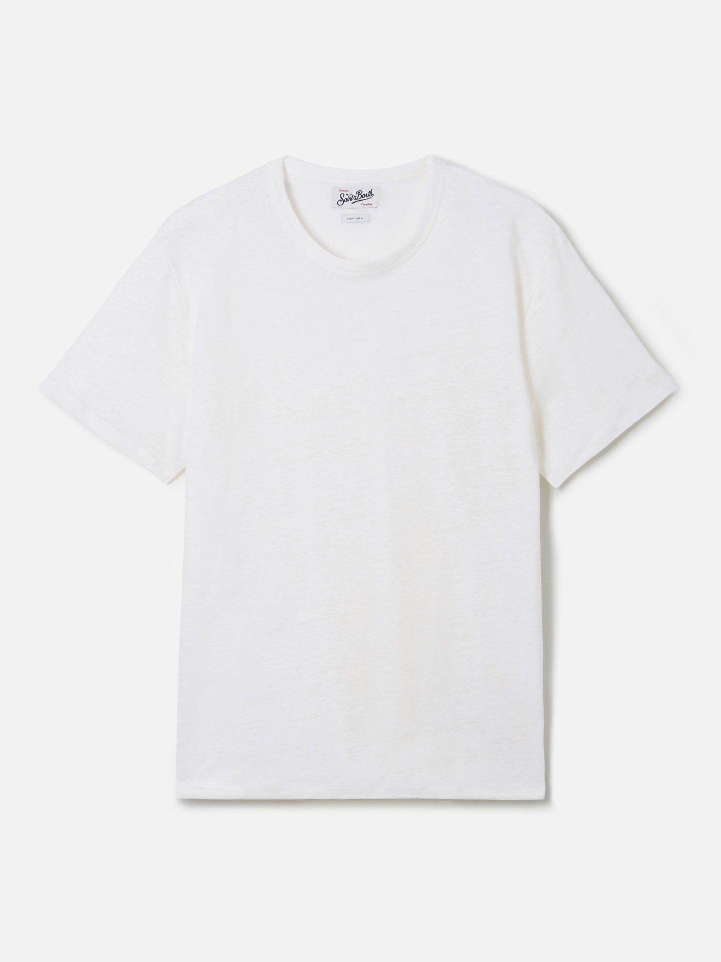 T-shirt Ecstasea in puro lino bianca con logo ricamato