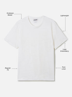 T-shirt Ecstasea in puro lino bianca con logo ricamato