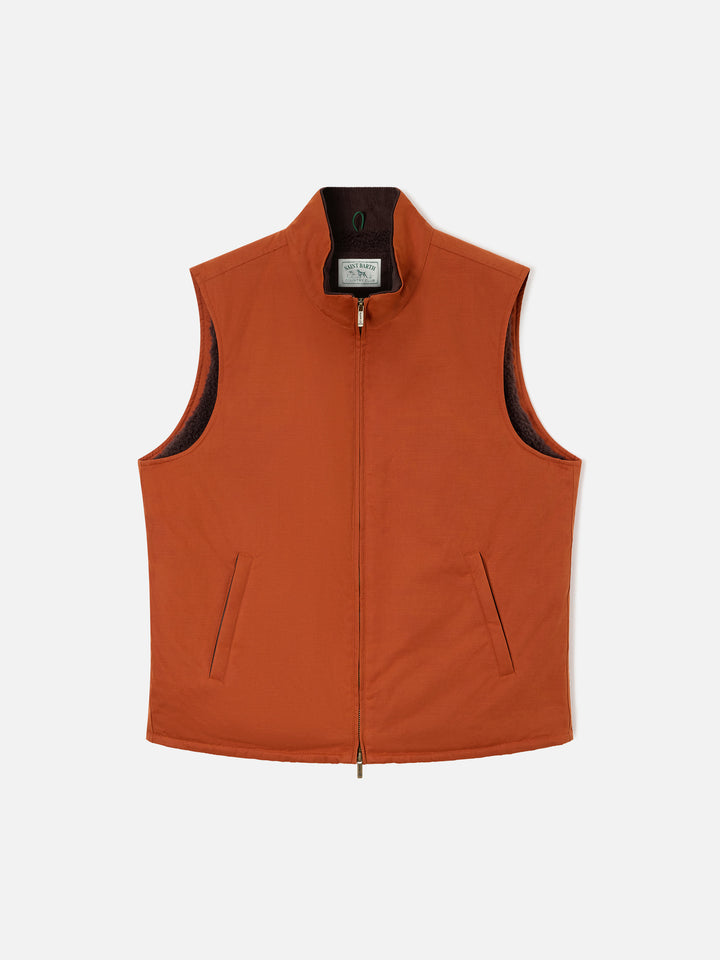 Gilet Edgar arancione scuro cerato con fodera in teddy