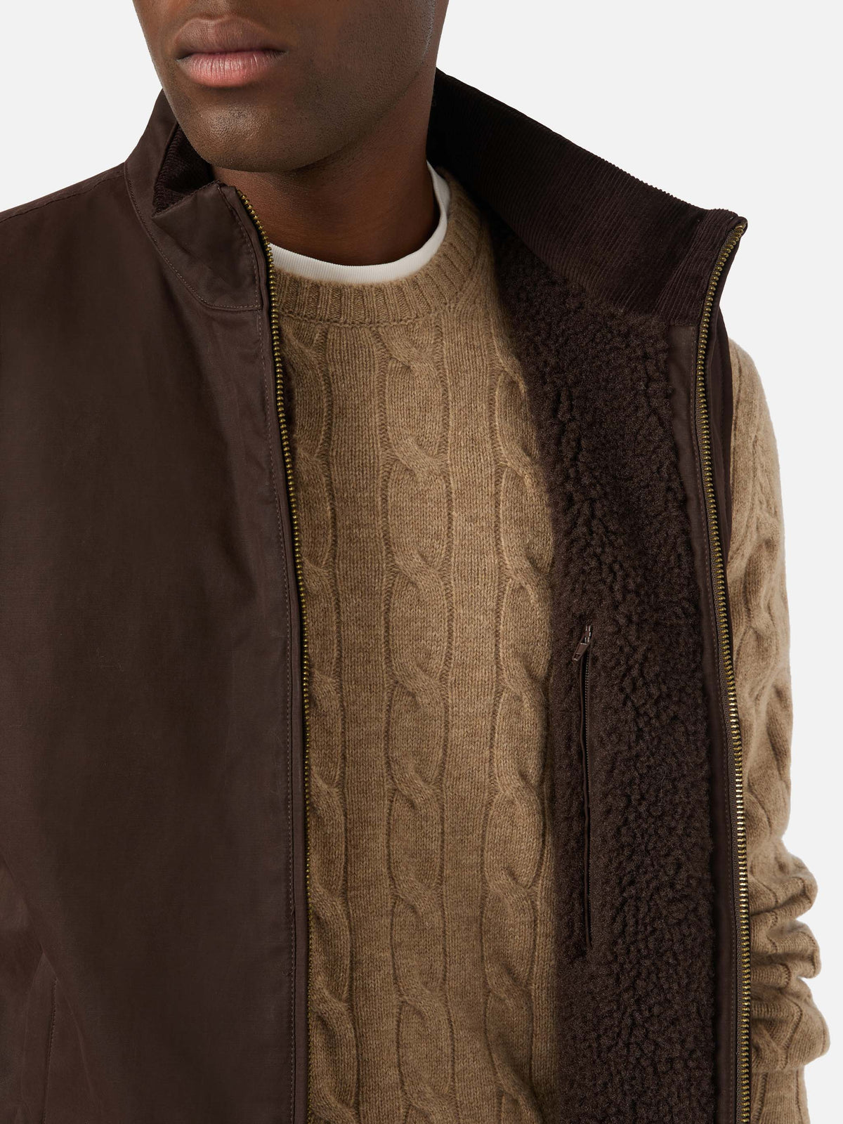 Gilet Brown Edgar ciré avec doublure teddy 
