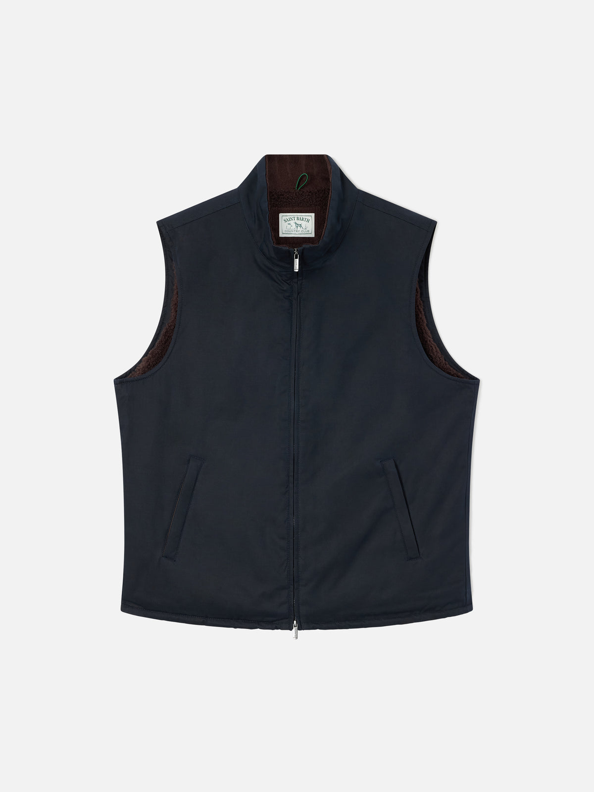 Gilet Edgar blu navy cerato con fodera in teddy
