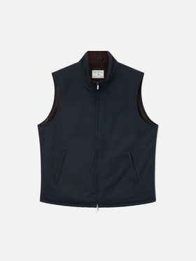 Gilet Edgar blu navy cerato con fodera in teddy