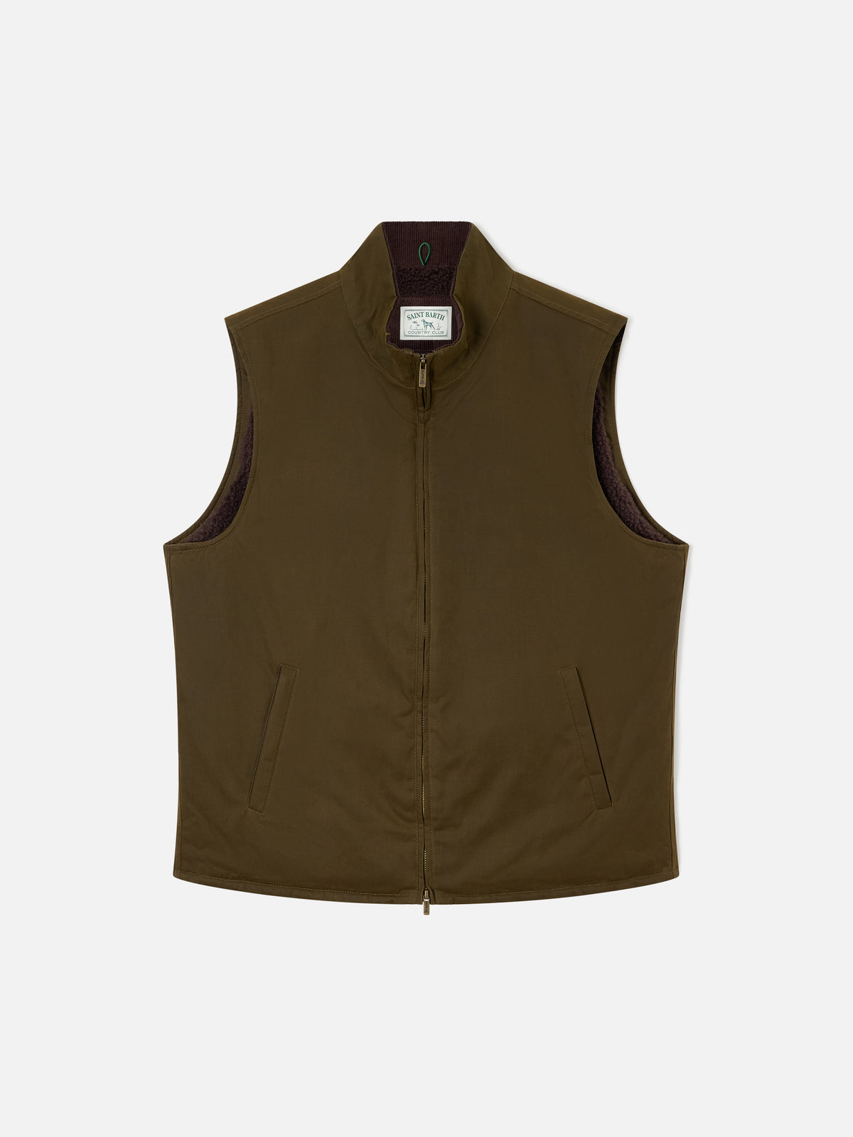 Gilet Edgar verde cerato con fodera in teddy
