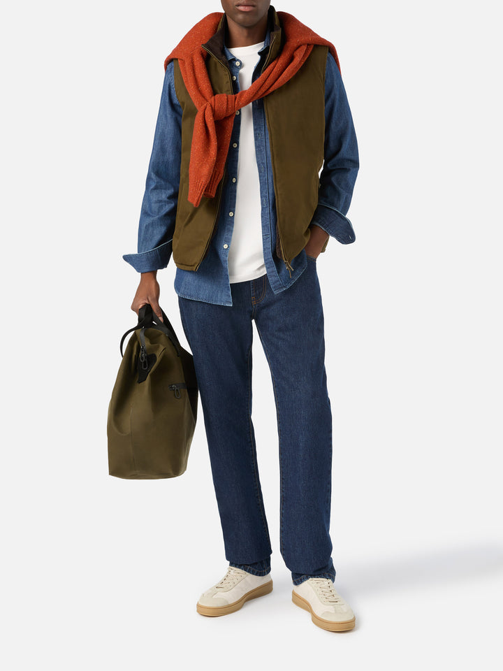 Gilet Edgar vert ciré avec doublure teddy 