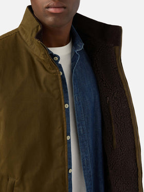 Gilet Edgar vert ciré avec doublure teddy 