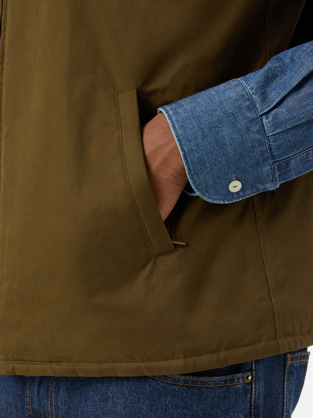 Gilet Edgar vert ciré avec doublure teddy 