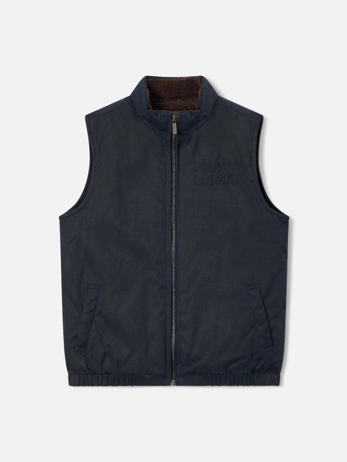 Gilet ciré Edgar Navy blue avec col en velours côtelé 