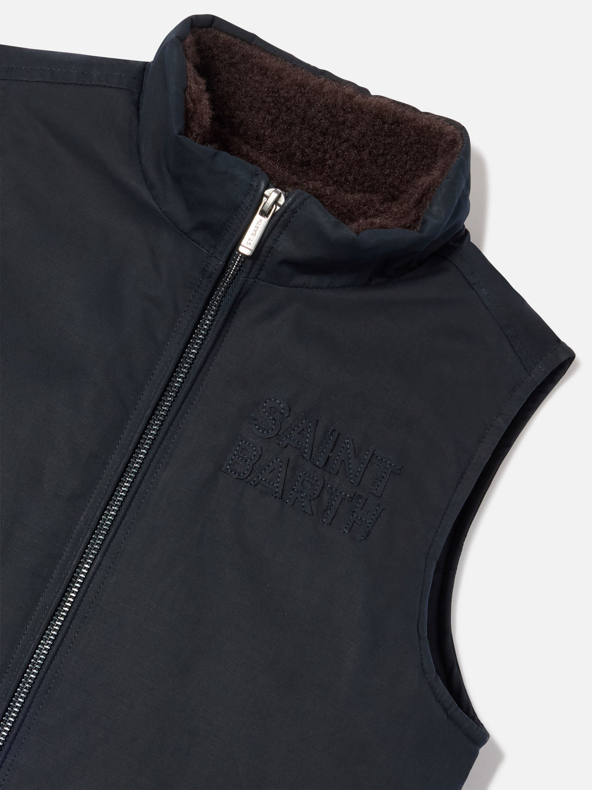 Gilet ciré Edgar Navy blue avec col en velours côtelé 