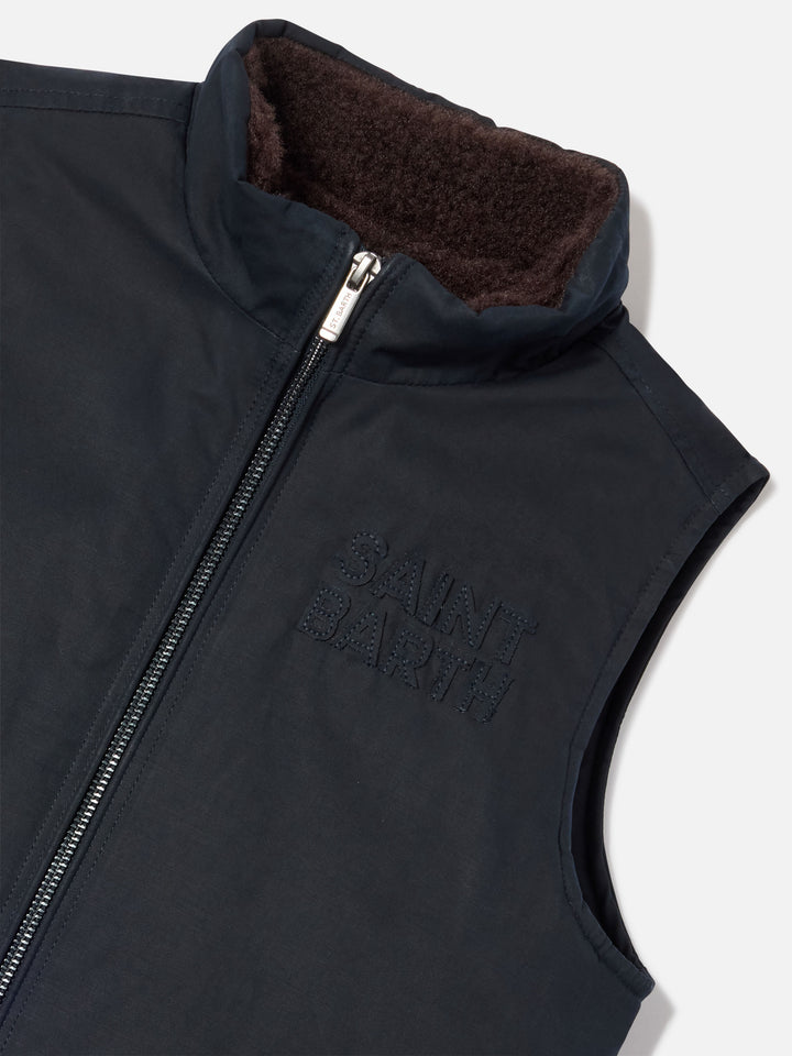 Chaleco encerado Edgar Navy blue con cuello de pana 