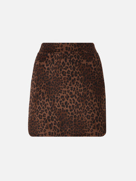 Eira mini skirt in double fabric with leopard print
