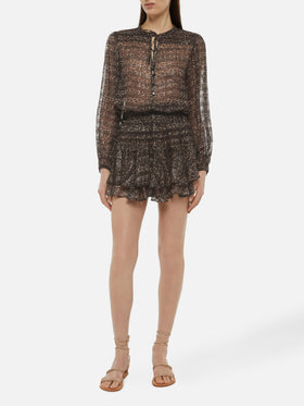 Eivissa ruffled mini skirt in lurex silk voile with animalier print - MC2 Saint Barth