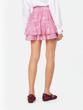 Minifalda Eivissa de voile de seda paisley 