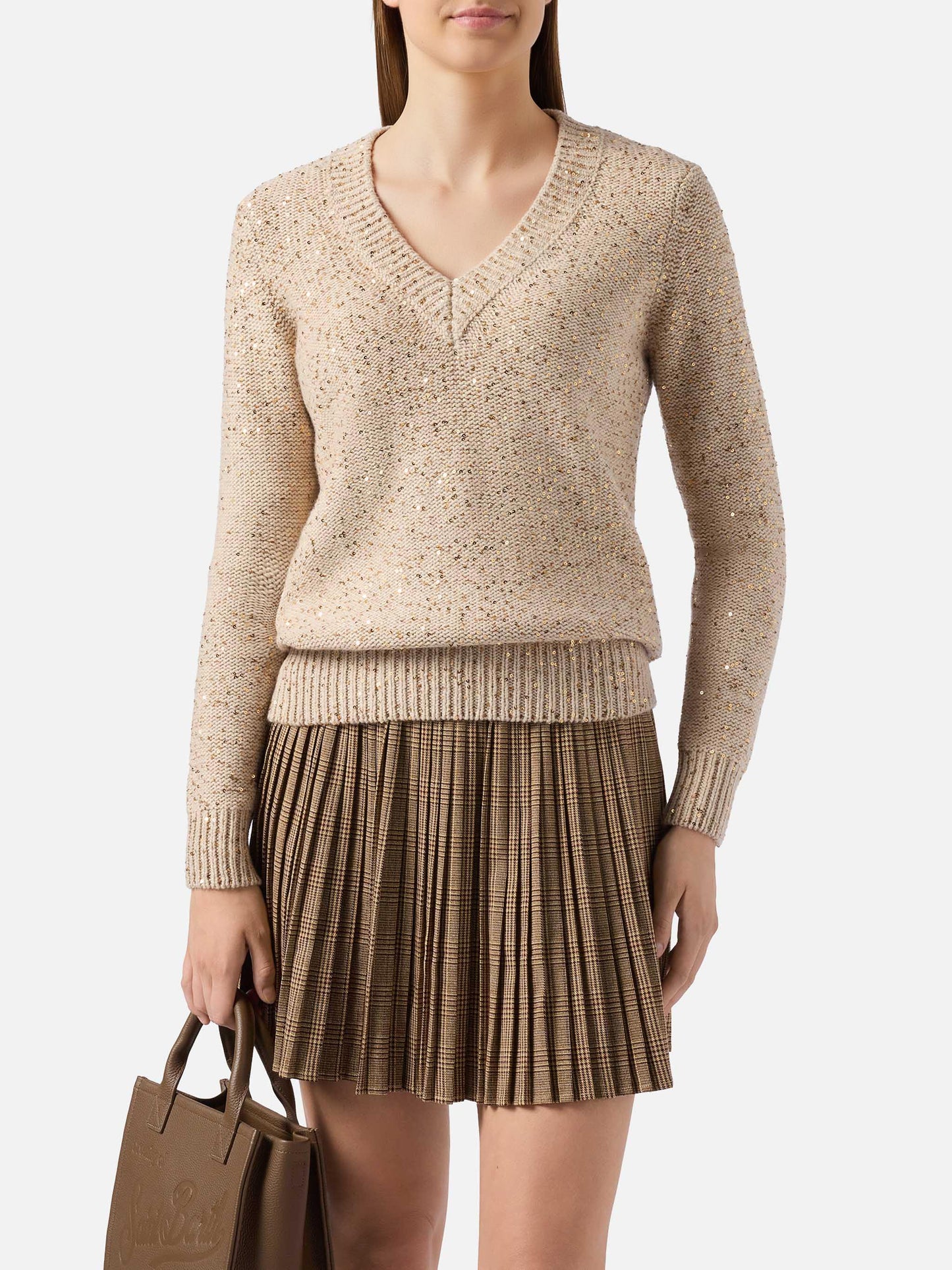 Goldener Eleara-Pullover mit Pailletten