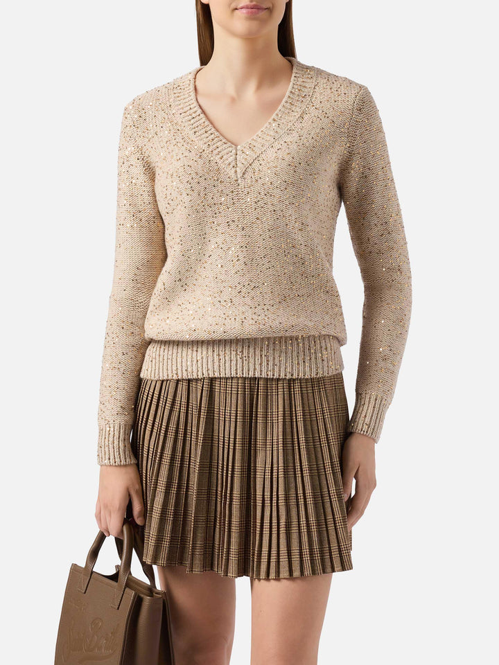 Goldener Eleara-Pullover mit Pailletten