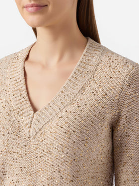 Goldener Eleara-Pullover mit Pailletten