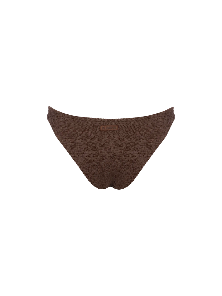 Braguita de baño clásica de tejido crinkle marrón para mujer Elise 