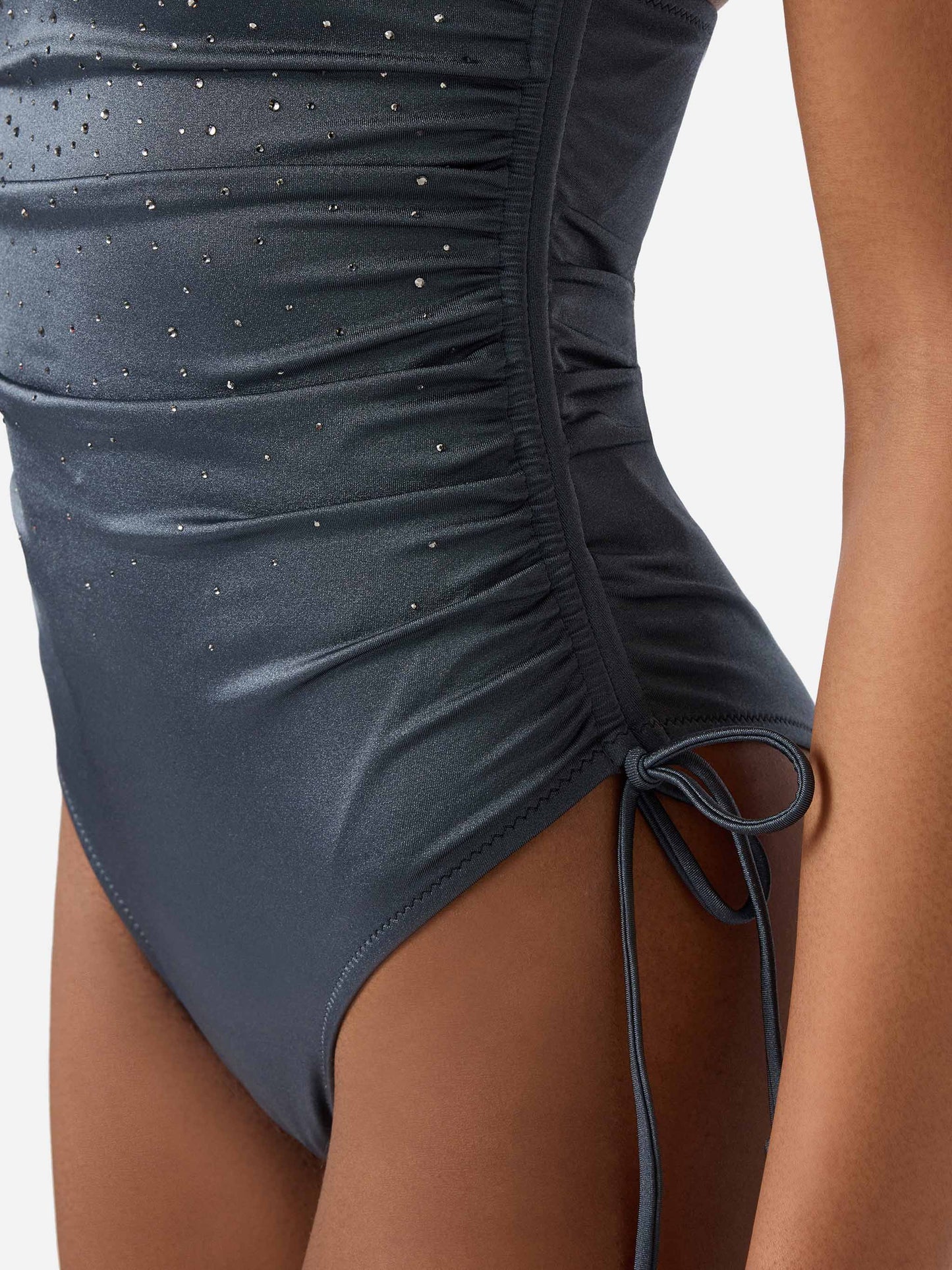 Eliya one-piece swimsuit glossy finish with rhinestone details