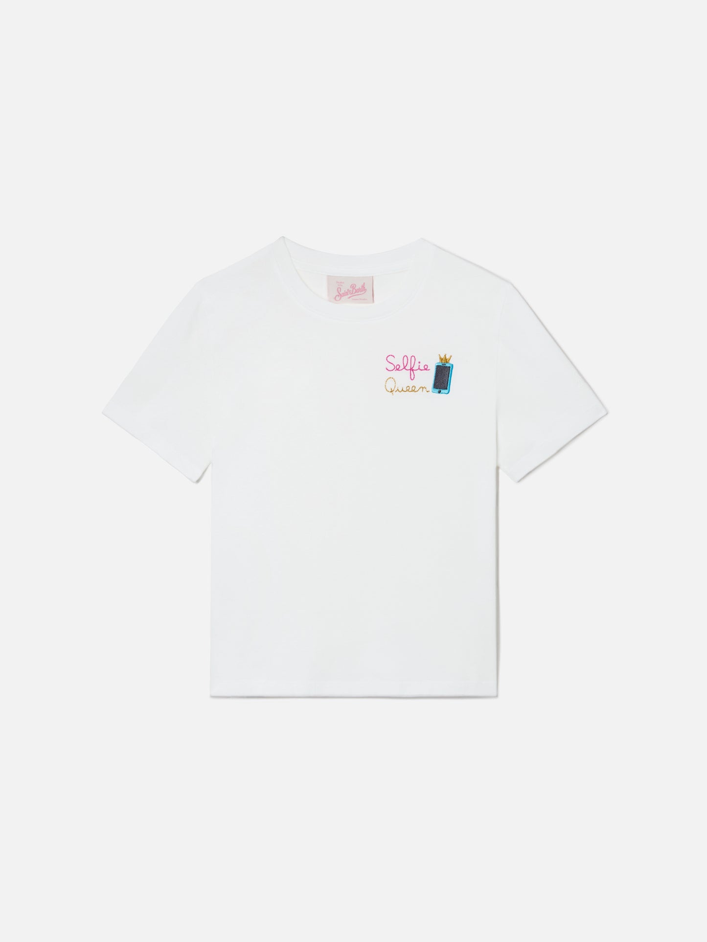 T-shirt Elly en coton blanc avec broderie Selfie Queen 