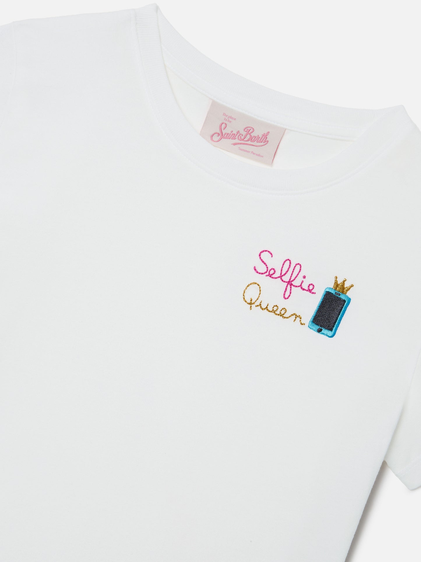 T-shirt Elly en coton blanc avec broderie Selfie Queen 