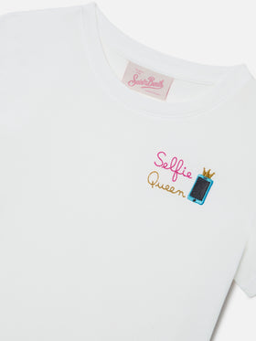 T-shirt Elly en coton blanc avec broderie Selfie Queen 