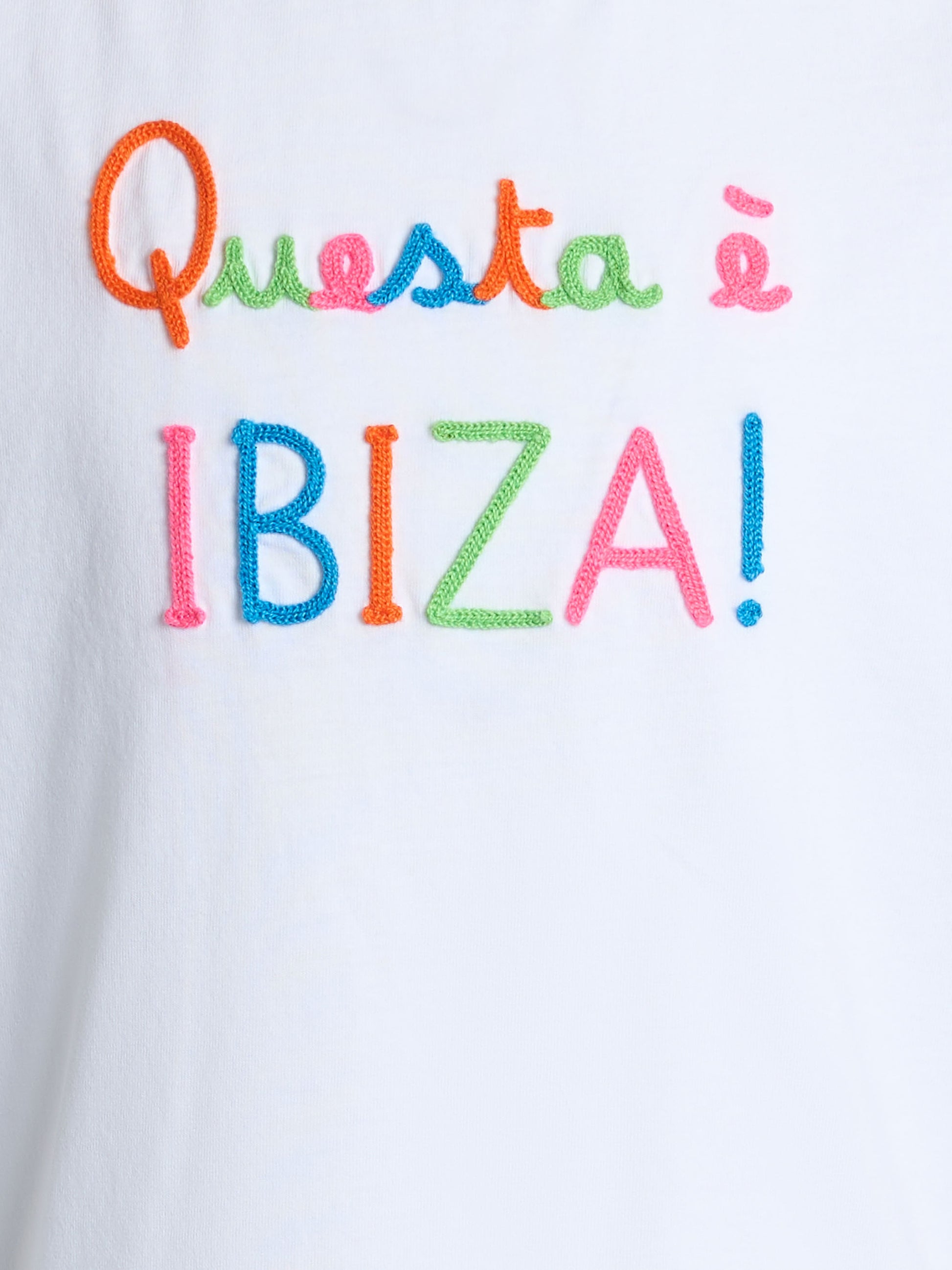Girl cotton jersey crewneck t-shirt Elly with Questa è Ibiza embroidery - MC2 Saint Barth