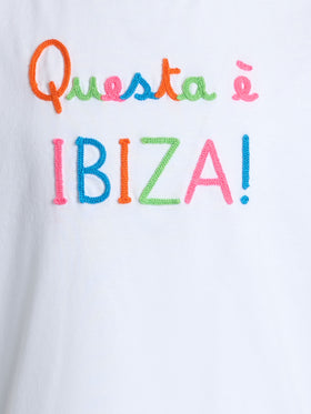 Girl cotton jersey crewneck t-shirt Elly with Questa è Ibiza embroidery - MC2 Saint Barth