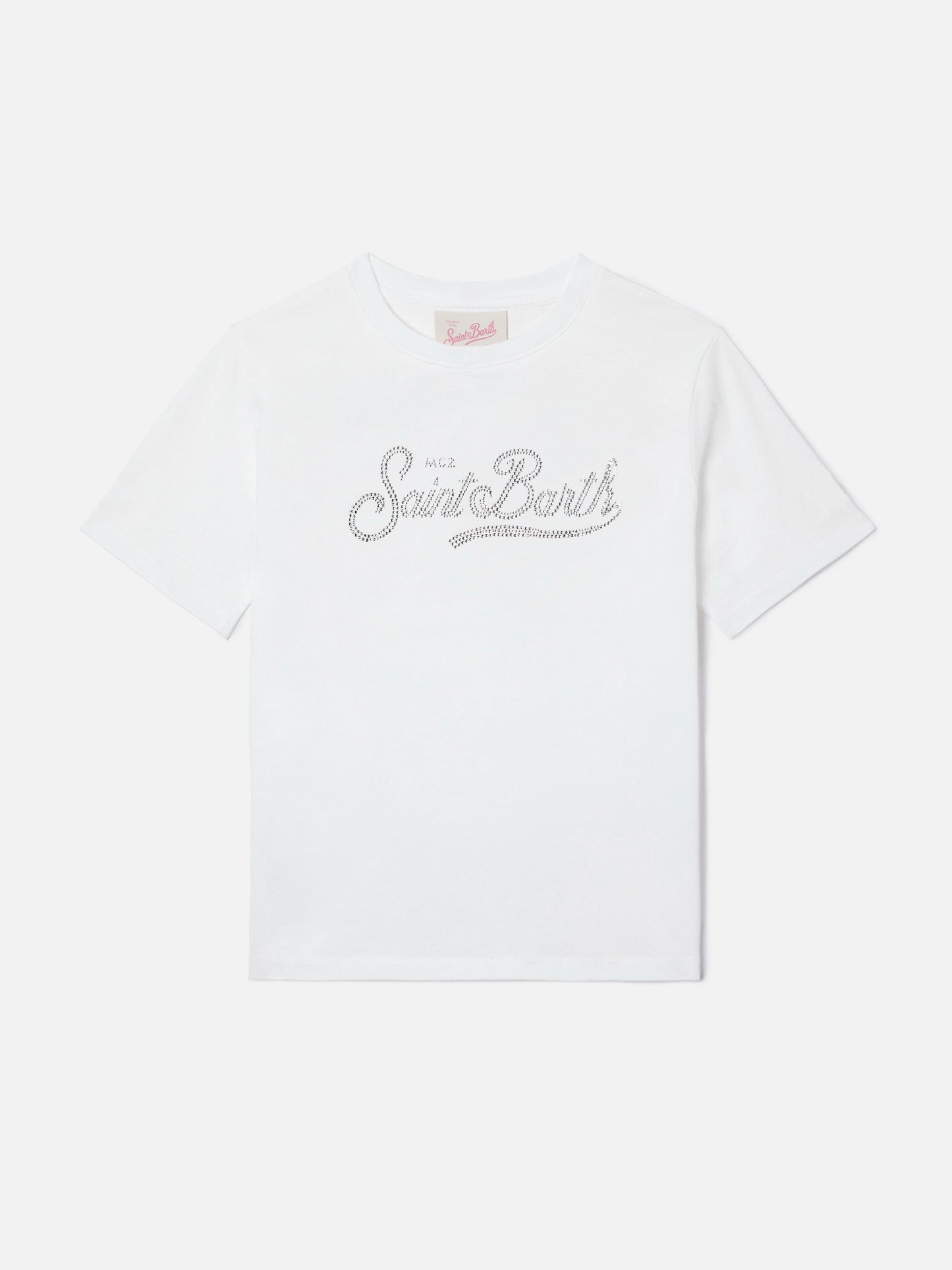Camiseta Elly de algodón blanco con adorno de strass Saint Barth 