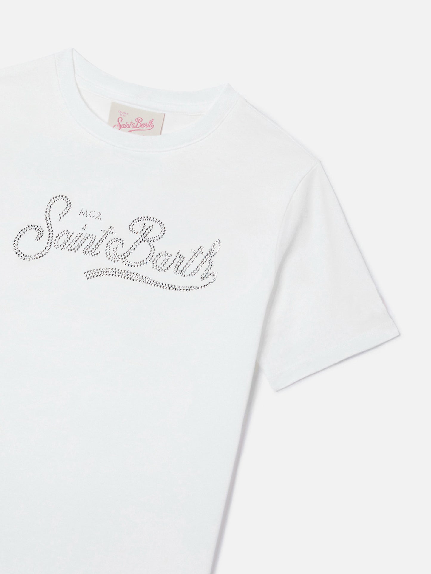 Camiseta Elly de algodón blanco con adorno de strass Saint Barth 