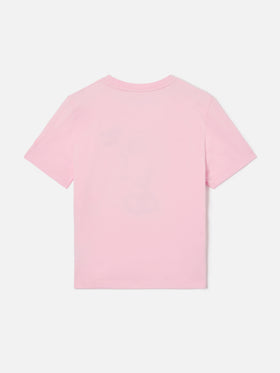 Camiseta Elly en algodón rosa con adorno de pedrería del logo Saint Barth 