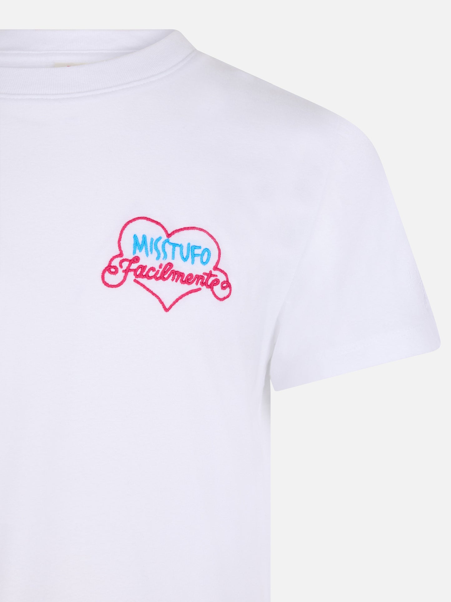 Girl cotton jersey crewneck t-shirt Elly with Miss Stufo embroidery - MC2 Saint Barth