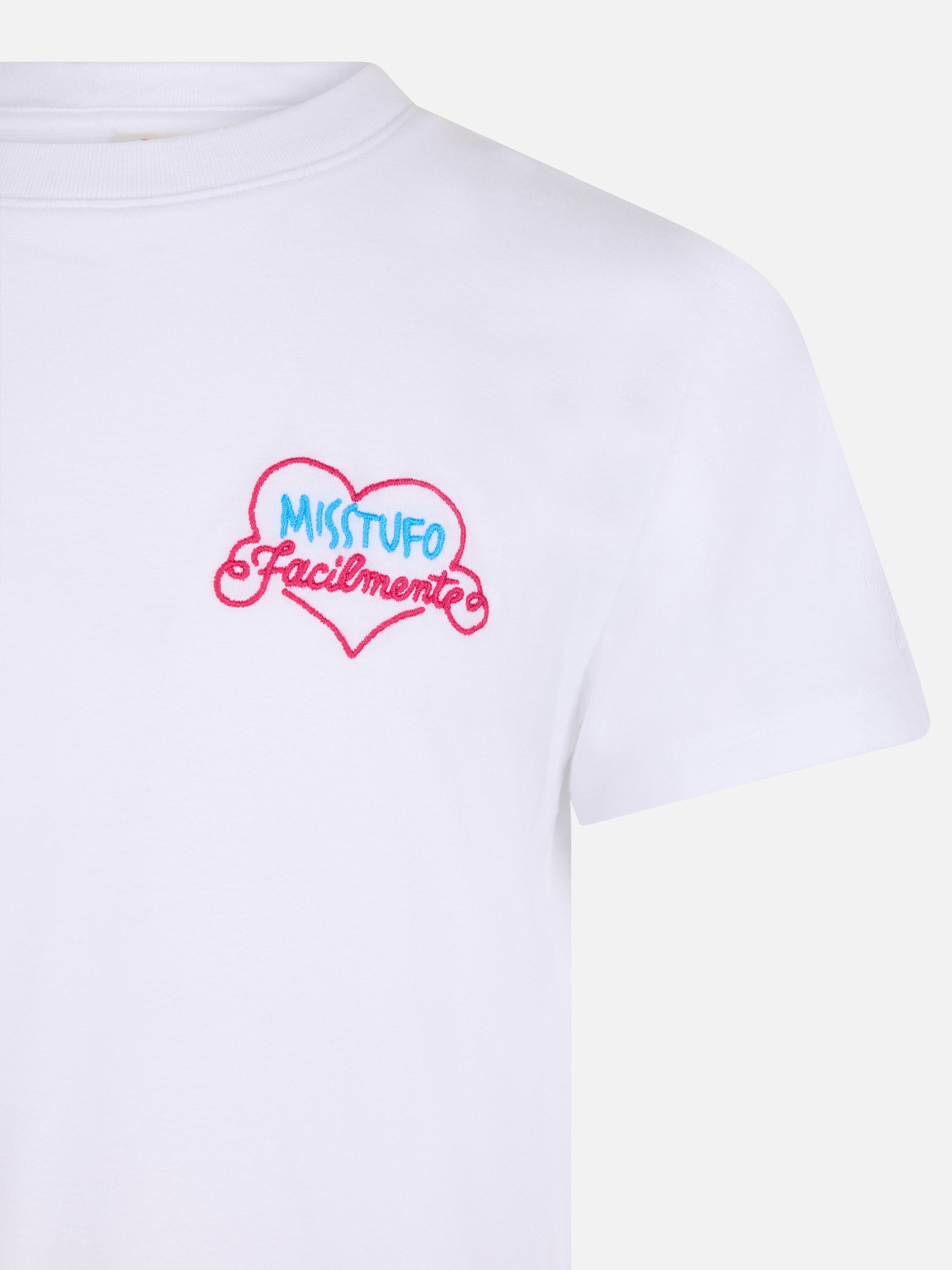 Girl cotton jersey crewneck t-shirt Elly with Miss Stufo embroidery - MC2 Saint Barth