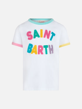 Girl cotton jersey crewneck t-shirt Elly with Saint Barth terry patch - MC2 Saint Barth