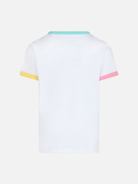 Girl cotton jersey crewneck t-shirt Elly with Saint Barth terry patch - MC2 Saint Barth