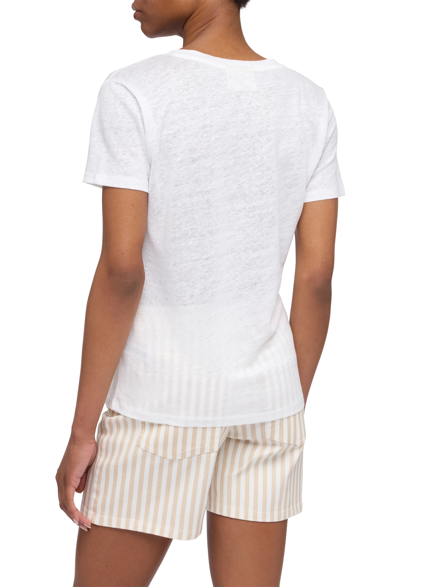 Linen jersey white V-neck t-shirt Eloise - MC2 Saint Barth