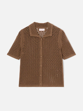 Brown Elowen cardigan in crochet