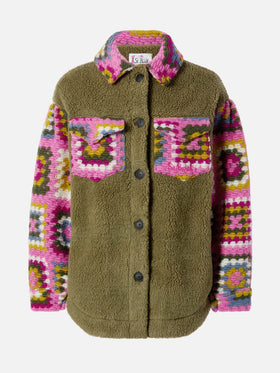 Surchemise Elys vert militaire avec détails au crochet 