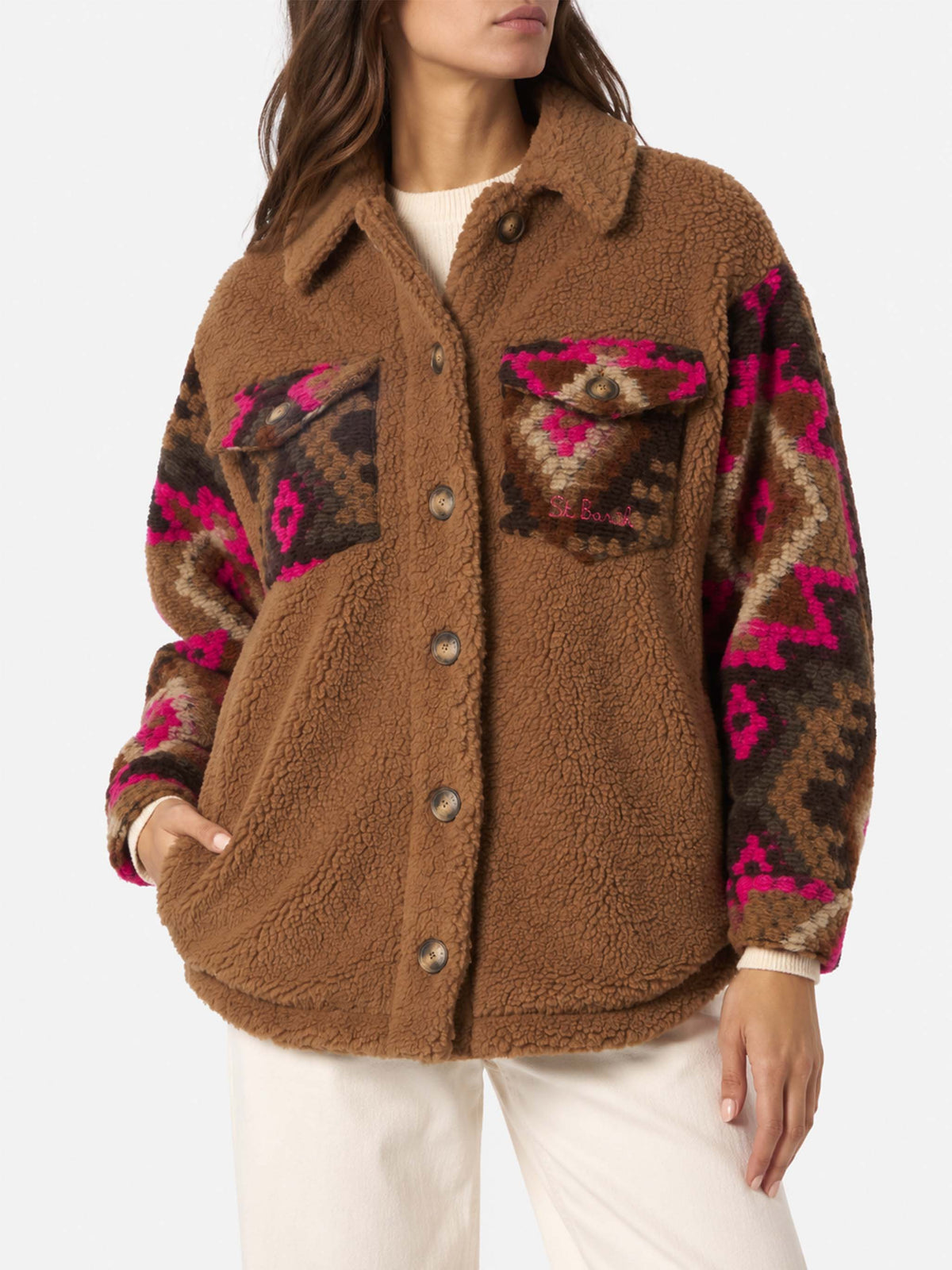 Elys Sherpa-Overshirt mit Ethno-Print 