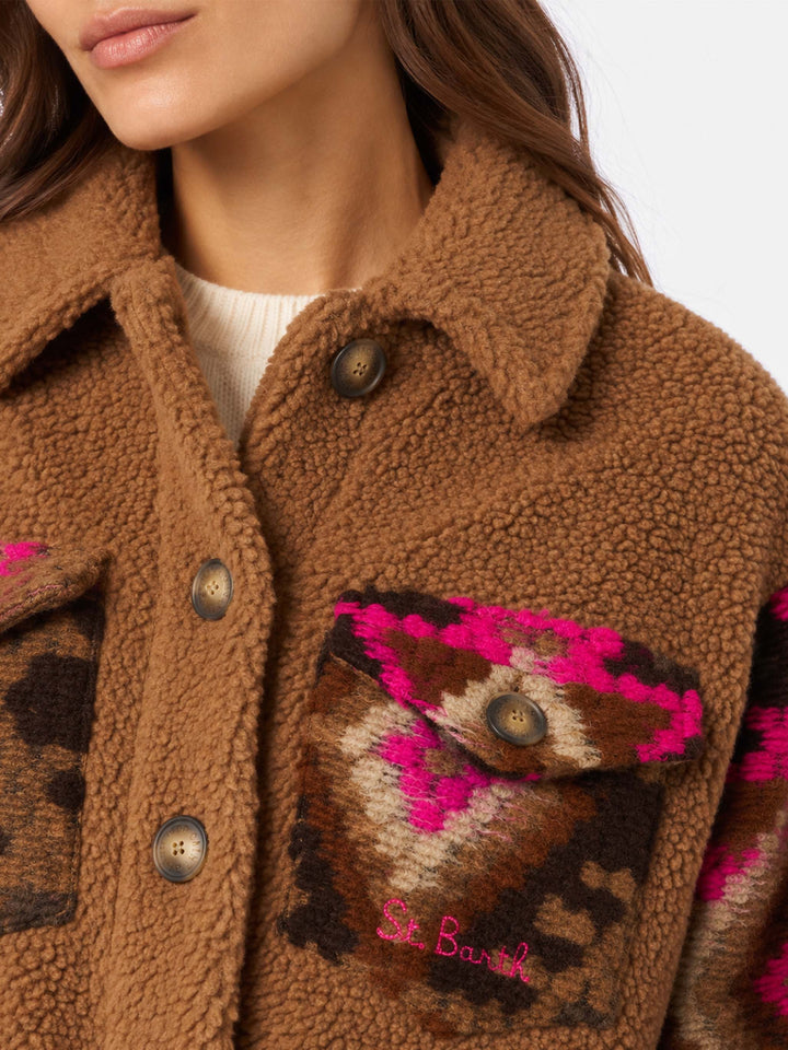 Elys Sherpa-Overshirt mit Ethno-Print 