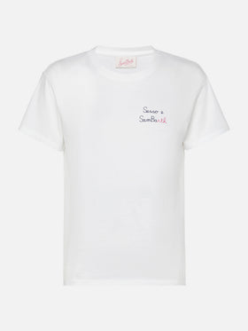 Baumwoll-T-Shirt Emilie mit Sesso e Sambarth-Stickerei